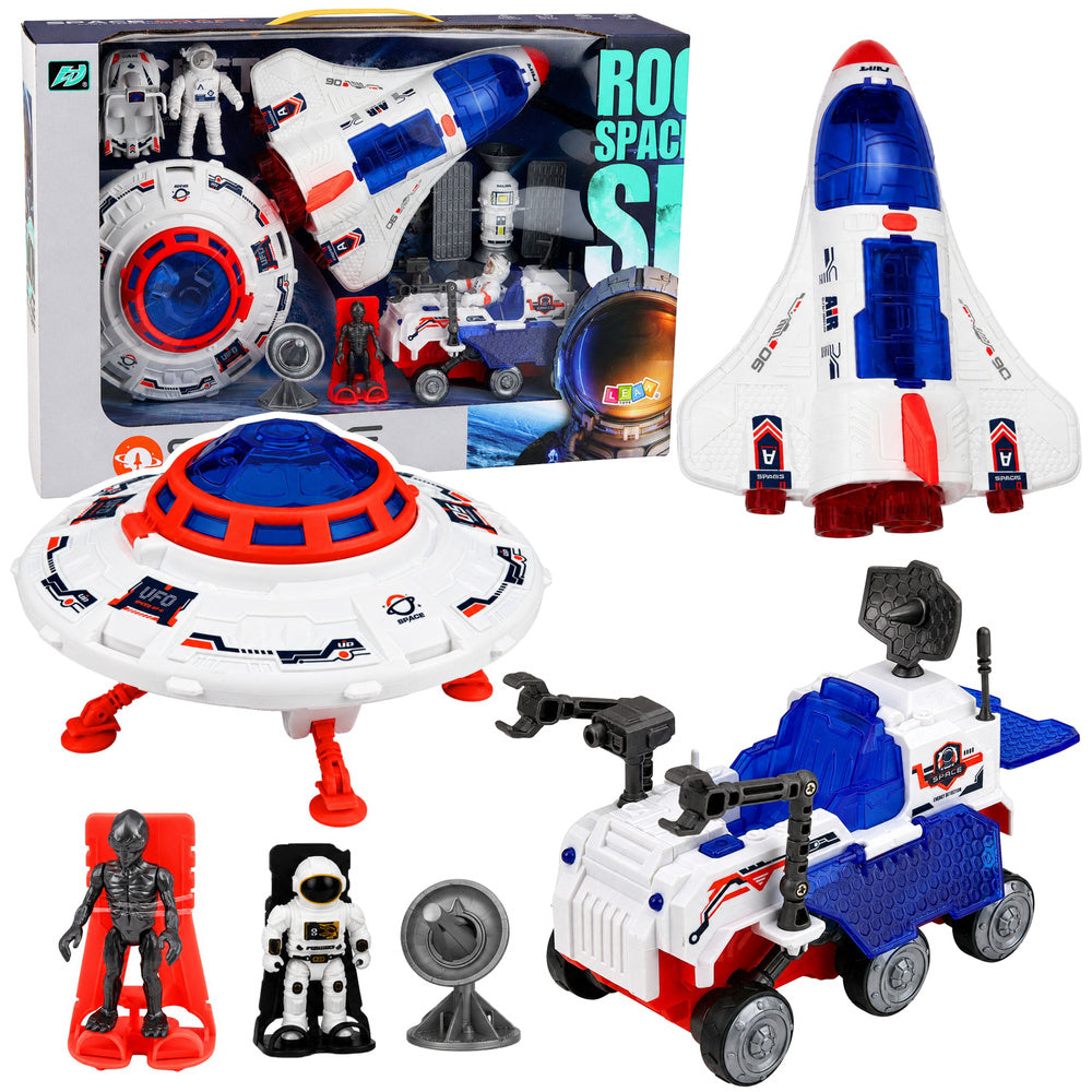 LEAN Toys Space Shuttle UFO Forschungsfahrzeug Satellit Astronauten Set