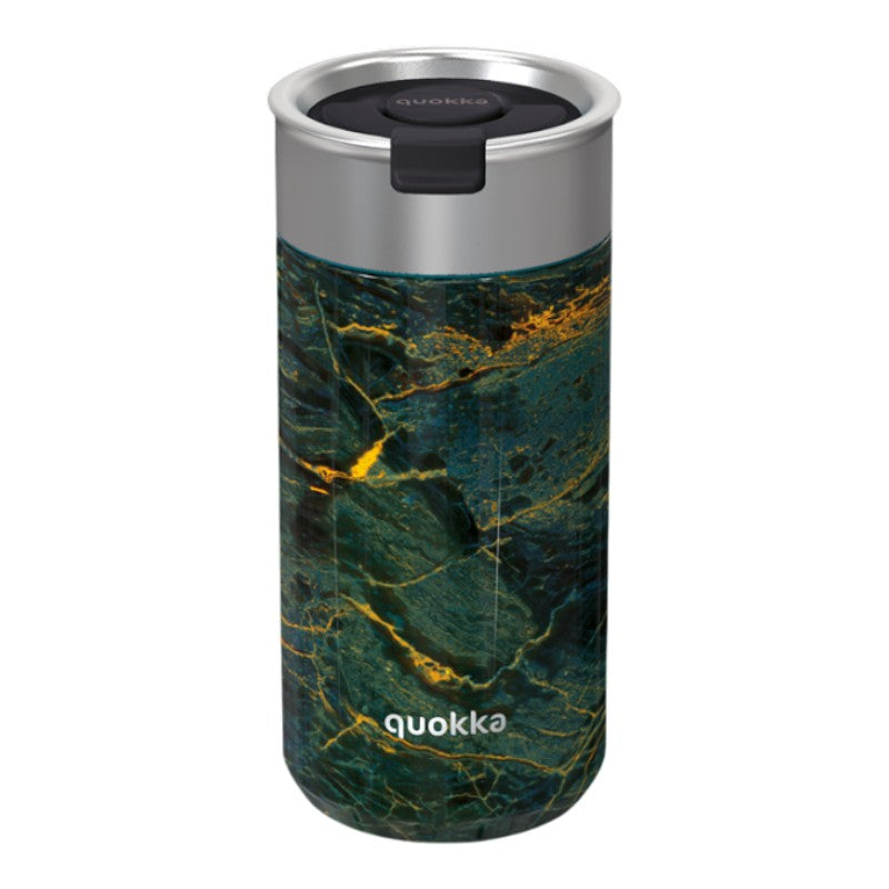 Quokka Boost Coffee Tumbler - Edelstahl- Thermobecher s Ausgießer 400ml (Greenstone)