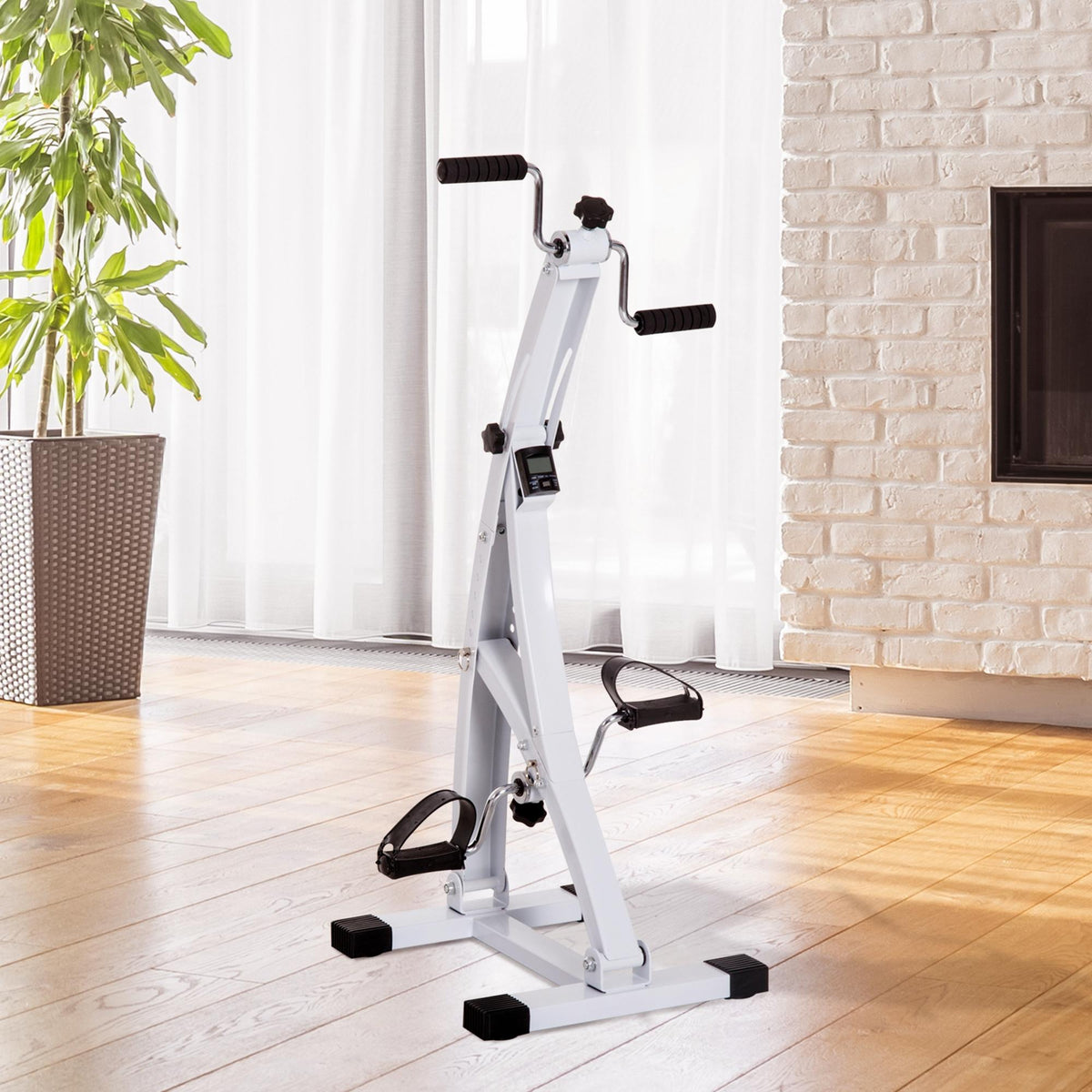 HOMCOM Pedaltrainer für Senioren extra Leise Mini Heimtrainer mit LCD Display Befestigungsband Arm- und – Produktabbildung 2