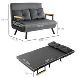 HOMCOM Schlafsofa 2er-Sofa Samtsofa, Schlaffunktion, inkl. 2 Kissen, Samtoptik, Natur + Dunkelgrau + – Produktabbildung 3