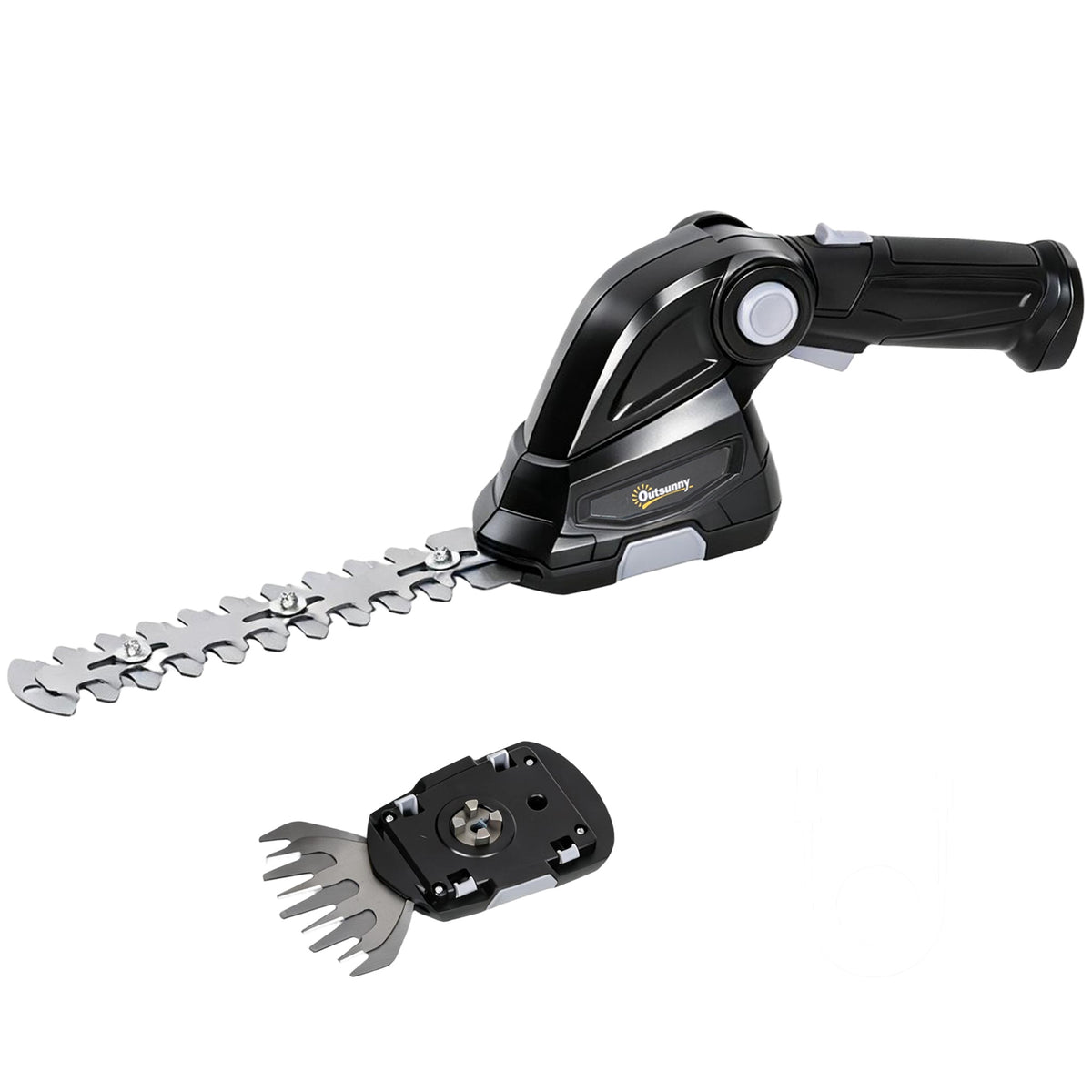 Outsunny 2-in-1 Elektrischer Hecken & Strauchschere mit 2 x 7,2V Wiederaufladbaren 2,0 Ah Akku, 2