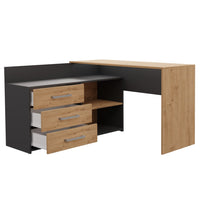 Set ECKSCHREIBTISCH DANY ANTHRAZIT / EICHE ARTISAN + Sessel DRIFT ROT – Produktabbildung 7