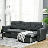 HOMCOM 3-Sitzer-Sofa mit Bettfunktion, Schlafsofa mit Chaiselongue, Polstersofa, Dunkelgrau – Produktabbildung 10
