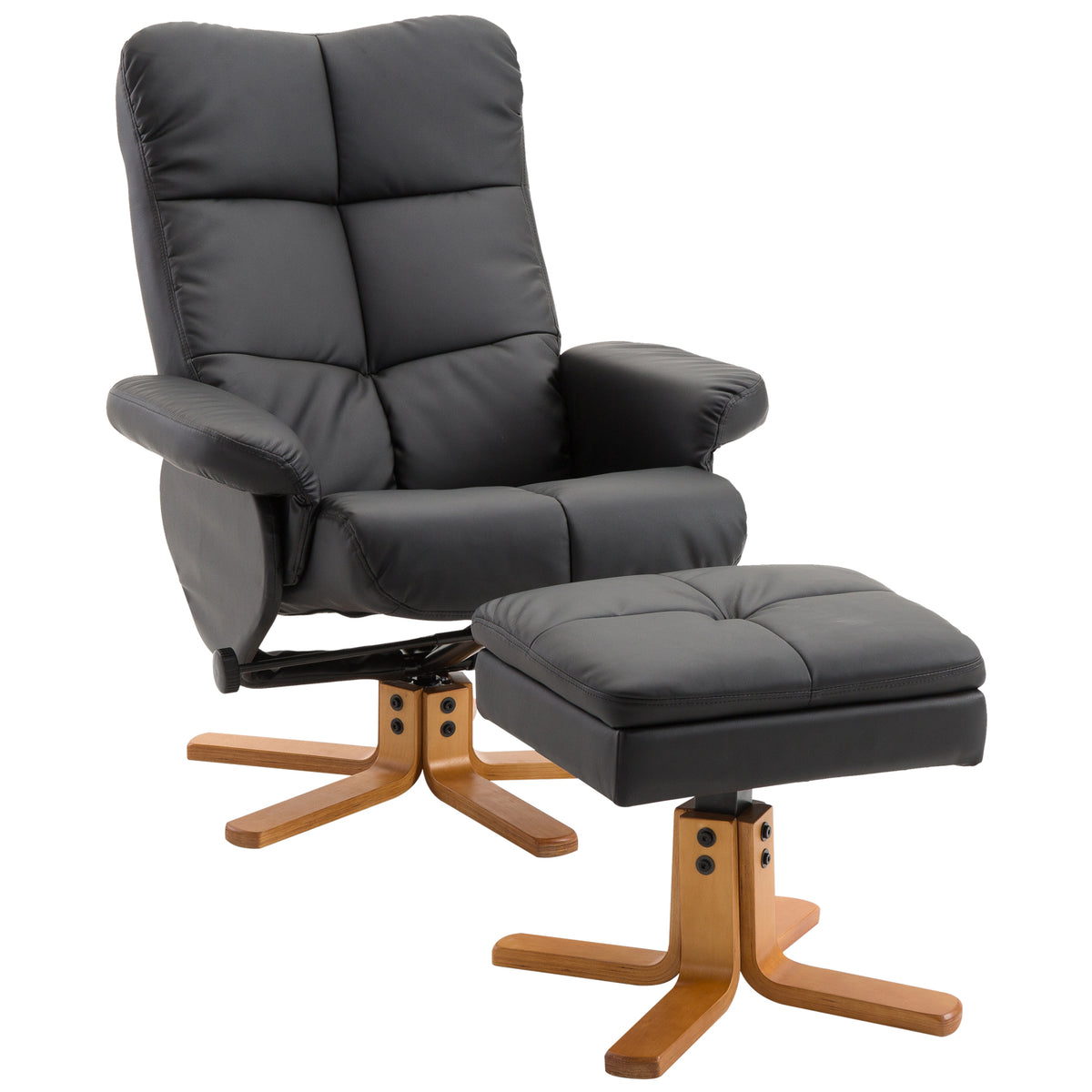 HOMCOM Relaxsessel mit Hocker, Stauraum, Gepolstert Fernsehsessel mit Liegefunktion, 360° Drehbar TV-Sessel