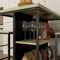 HOMCOM Bar-Set, 2 Barstühle & 1 Bartisch, fleckenresistent, stabil, Stahlrahmen, Schwarz/Eiche – Produktabbildung 9