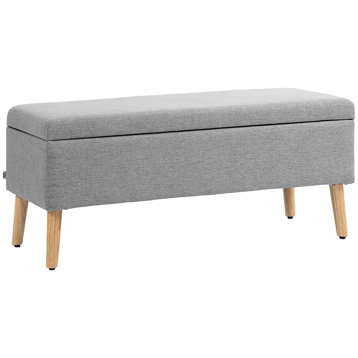 HOMCOM Polsterbank mit Stauraum, Bezug in Leinenoptik, Kautschukholzbeine, bis 220 kg, 110x39x45cm, Grau