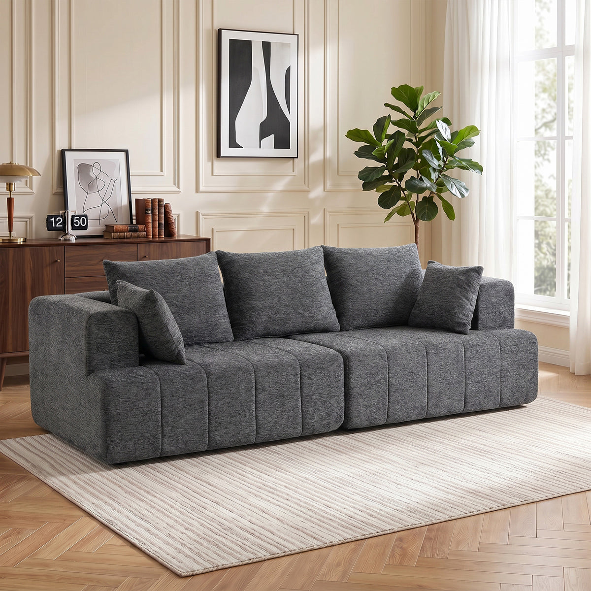 HOMCOM 3-Sitzer-Sofa, Cloud-Sofa aus Chenille mit dicker Federkernpolsterung, breiter und tiefer – Produktabbildung 2