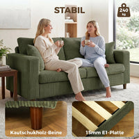HOMCOM 2-Sitzer-Cordsofa mit breiter tiefer Sitzfläche und Federkernpolster, grün – Produktabbildung 7