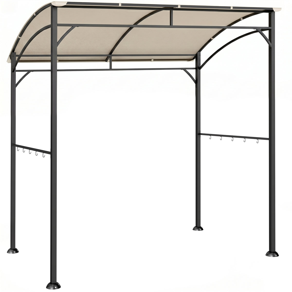Outsunny Grillpavillon, Grillüberdachung, Regenschutz, Haken für Utensilien, Stahlrahmen, Beige+Schwarz, 215