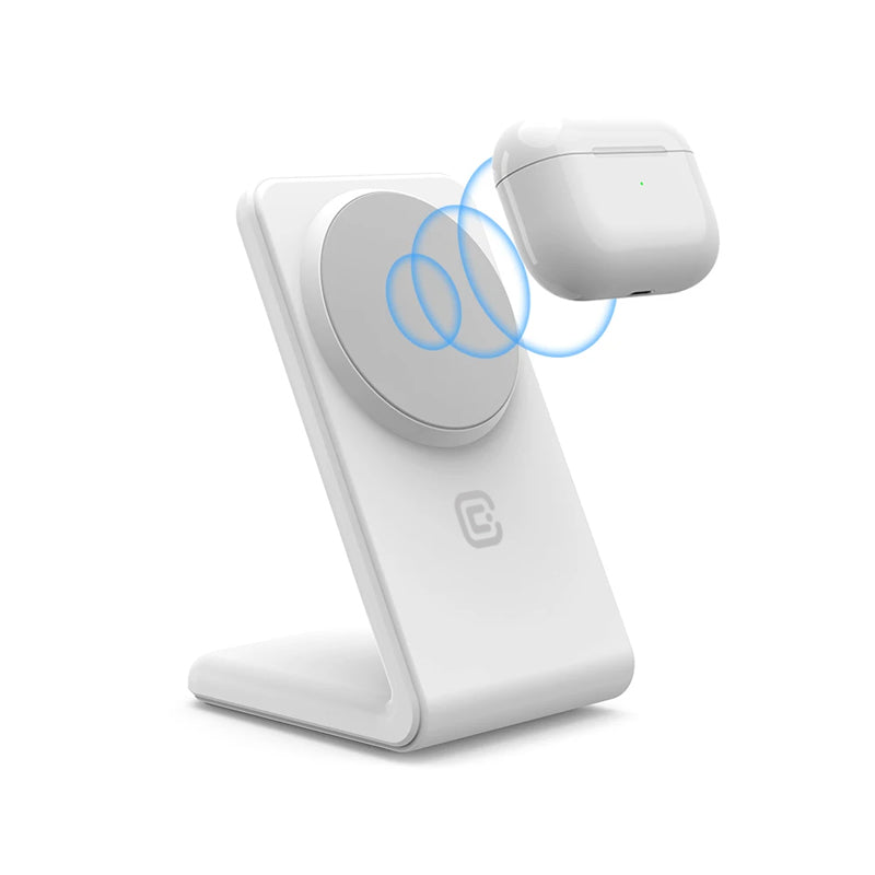 Ständer Crong MagSpot - Kabelloses Ladegerät 2 in 1 s MagSafe für iPhone a AirPods (weiß) – Produktabbildung 2