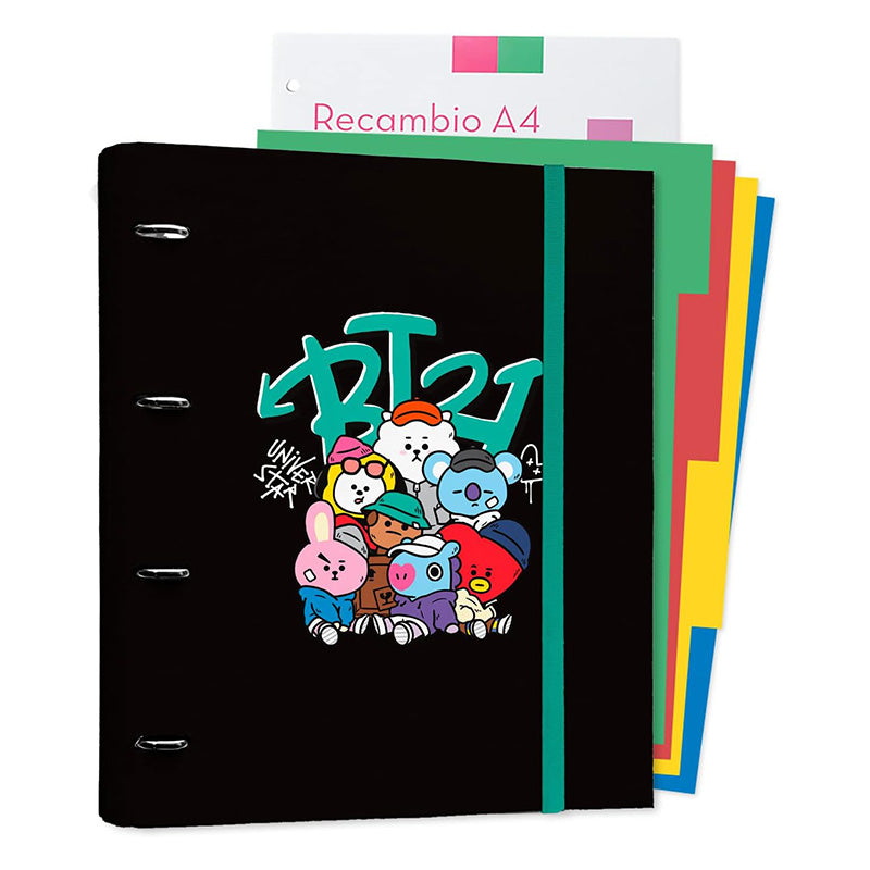 BT21 - Street Mood collection A4 Organizer s Blätter (4 Ringe, Gummiband)