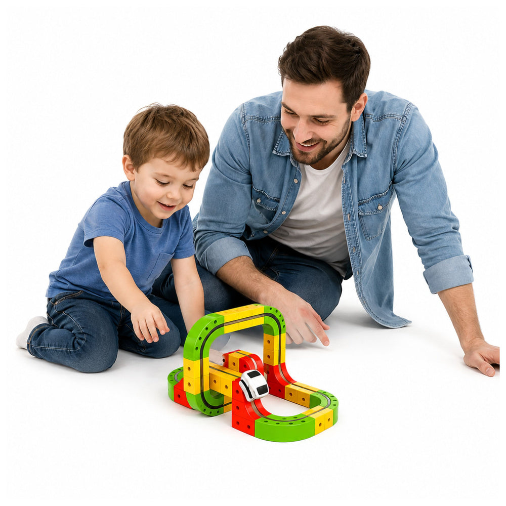Magnetische Schienen mit elektrischer Eisenbahn 3D Kreatives Konstruktionsset 67 Teile.