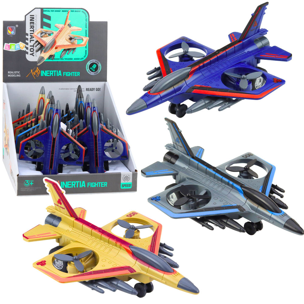 LEAN TOYS Kampfflugzeug, militärischer Militärantrieb, rotierende Propeller