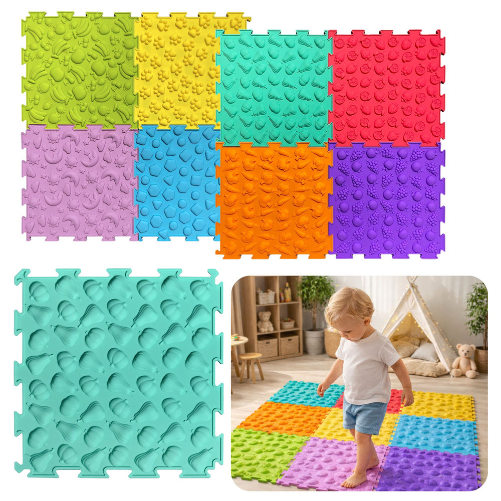 Sinnespfad-Puzzlefliesen Verschiedene Strukturen Farben 24,5 cm 10 Stück.