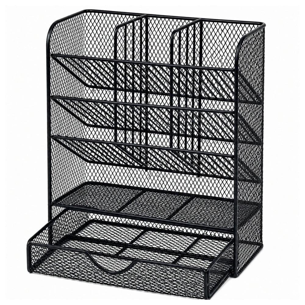 LEAN Toys Schreibtisch-Organizer aus Metall für Stifte und Zubehör, Schwarz – Produktabbildung 2