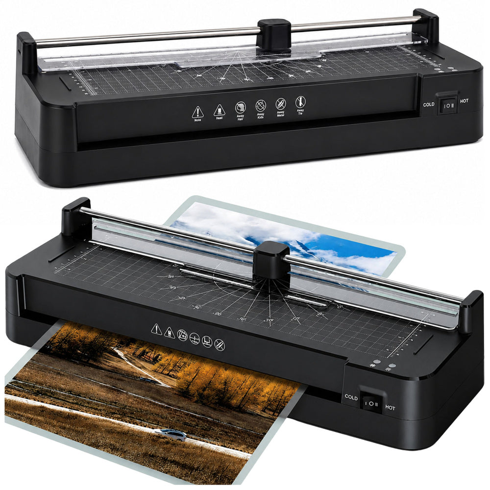 LEAN 3-in-1 Laminiergerät mit Versiegelungs- und Schneidefunktion für A3-Fotodokumente, Schwarz
