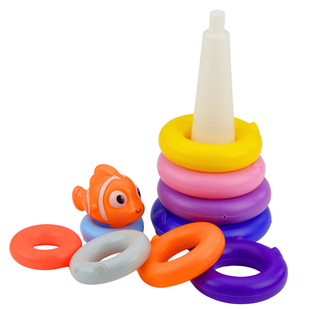 LEAN Toys Pädagogisches Pyramidenpuzzle mit bunten Kreisen und Fischen, 10 Teile – Produktabbildung 2