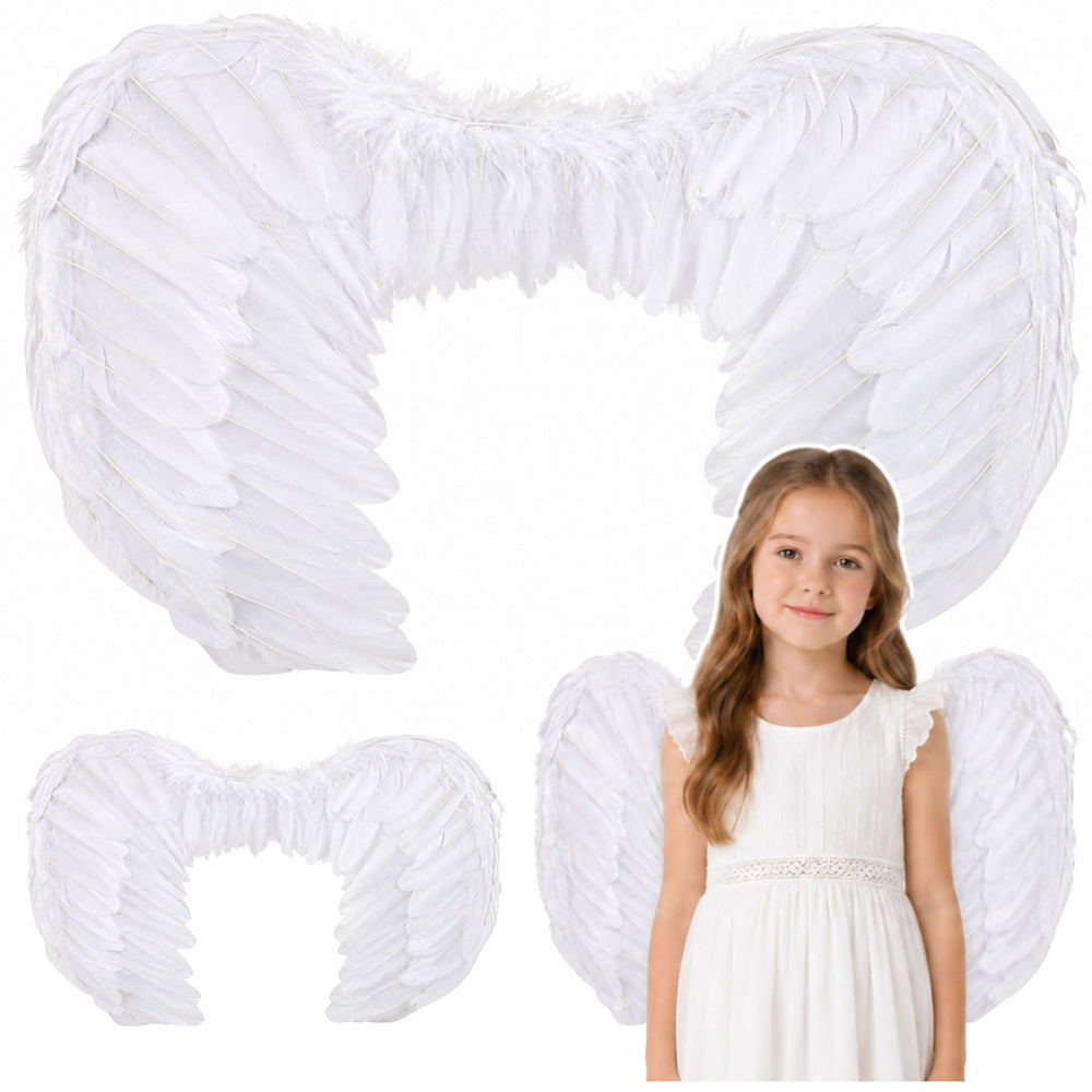 LEAN Toys Federengelsflügel für Krippenspiel, Karnevalskostüme für Kinder, 54 x 35 cm