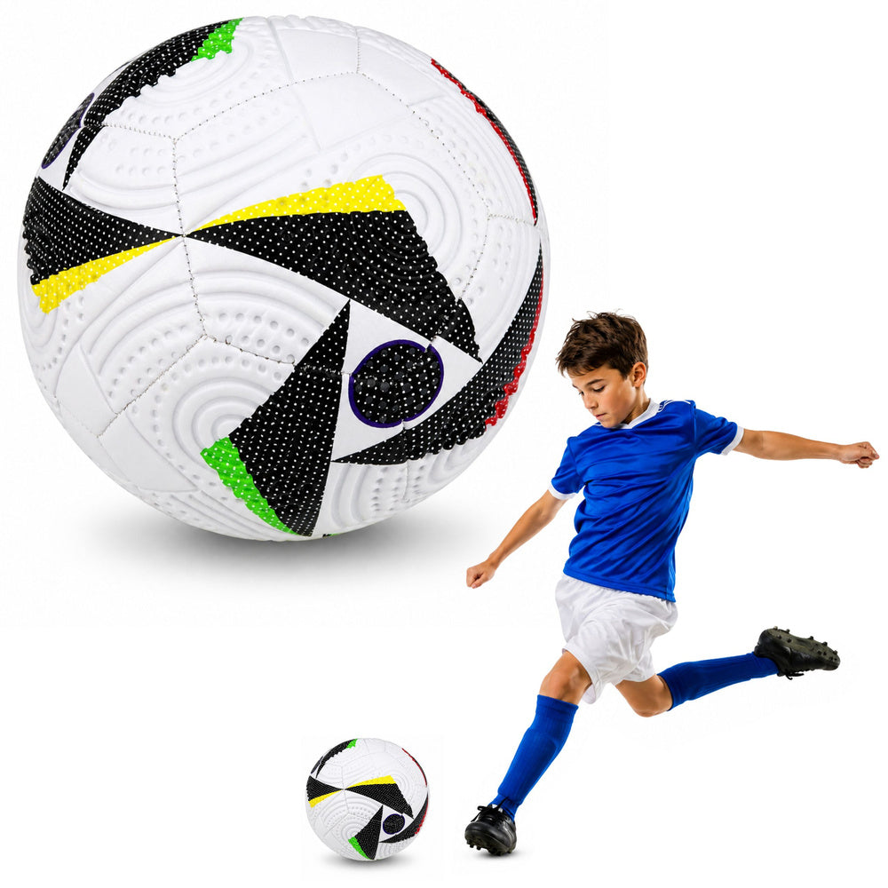 Trainingsfußball für Rasenplätze, weiß, Muster, 22 cm, Größe 5