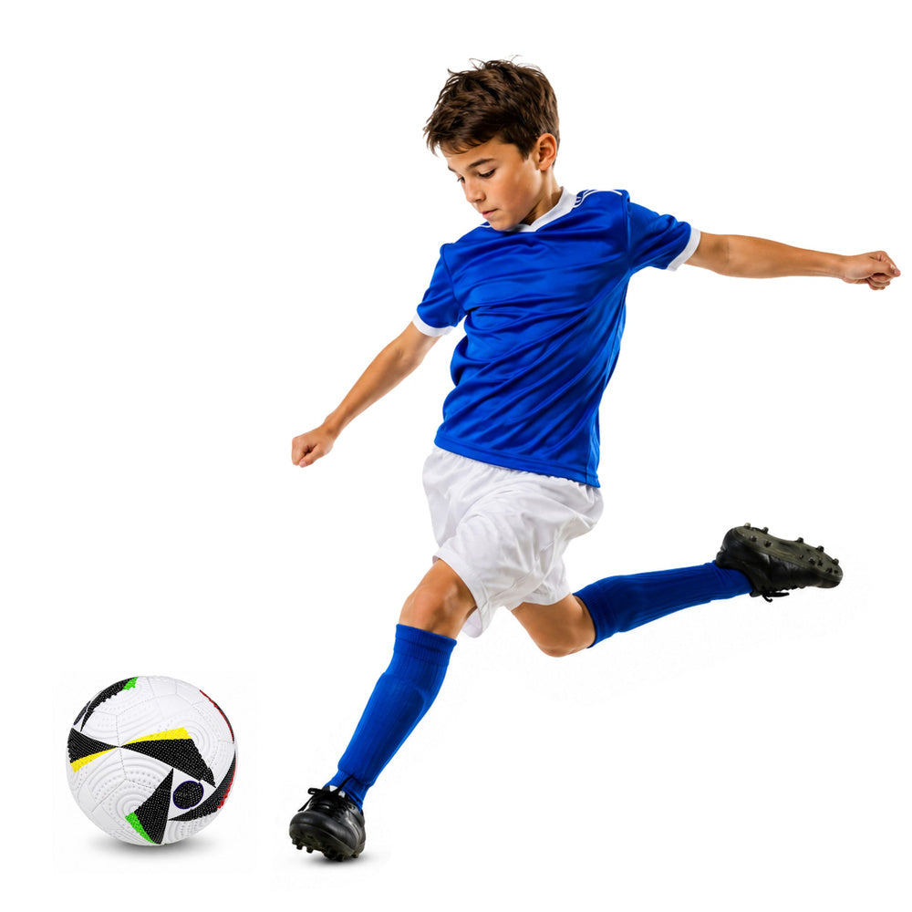 Trainingsfußball für Rasenplätze, weiß, Muster, 22 cm, Größe 5