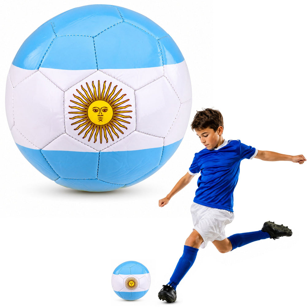 LEAN Toys Trainingsfußball für Rasenplätze, argentinische Farben, 22 cm, Größe 5