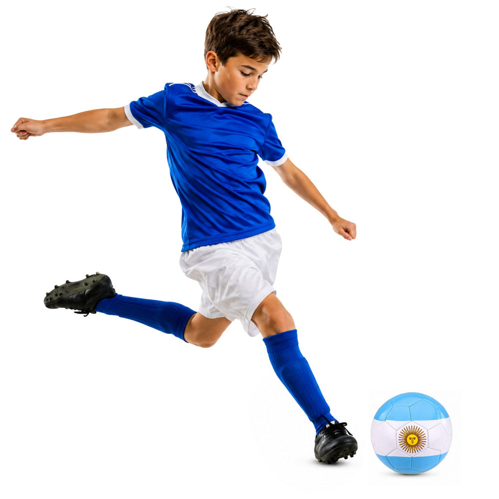 LEAN Toys Trainingsfußball für Rasenplätze, argentinische Farben, 22 cm, Größe 5 – Produktabbildung 2