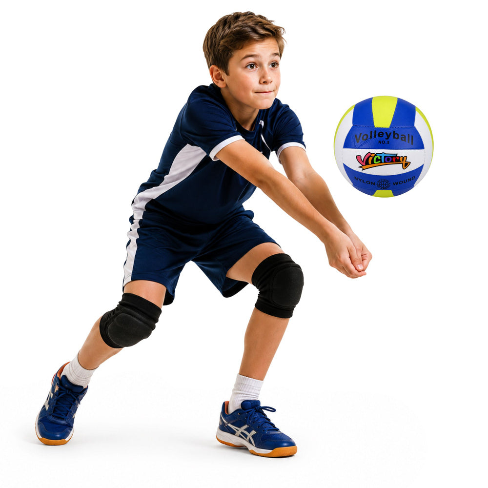 LEAN Toys Volleyball-Trainingsball, Sprungball, gelb, weiß, blau, 22 cm, Größe 5 – Produktabbildung 2