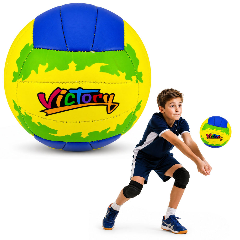 LEAN Toys Volleyball-Trainingsball, gelb und blau, 22 cm, Größe 5