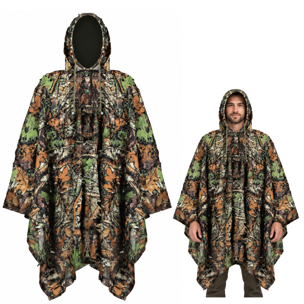 LEAN 3D-Tarnponcho mit Kapuze, Waldtarnmuster, 130 x 110 cm