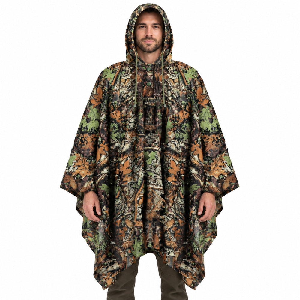 LEAN 3D-Tarnponcho mit Kapuze, Waldtarnmuster, 130 x 110 cm – Produktabbildung 2