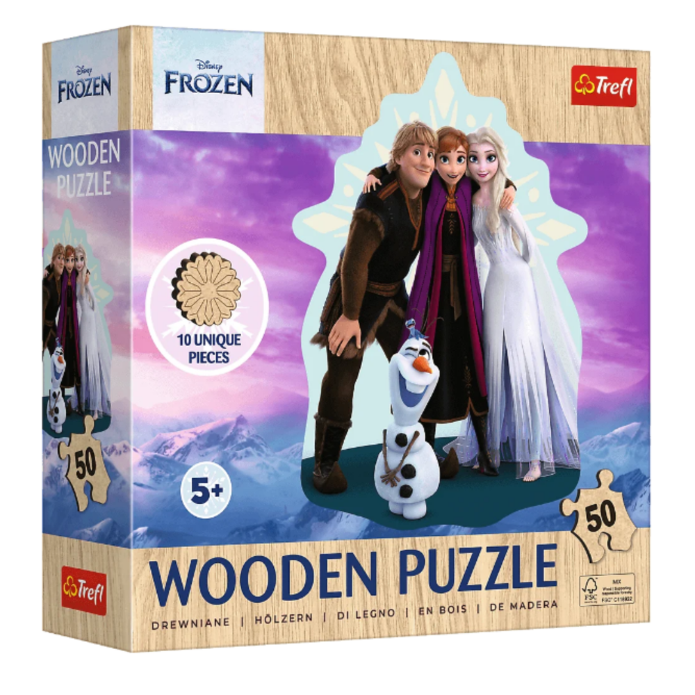 Trefl Puzzle Puzzle – 50 Holz-Teile – Disney Frozen – Lieblings-Eiskönigin-Land – Trefl 20283