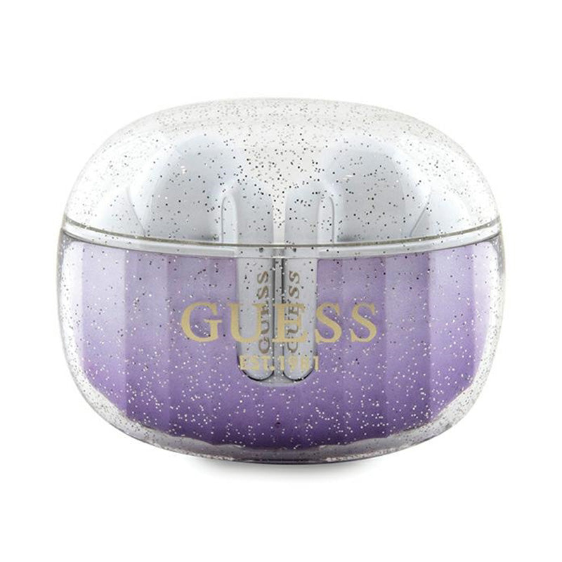Guess Glitter Gradient - Kopfhörer TWS Bluetooth + Lade- Hülle (violett)