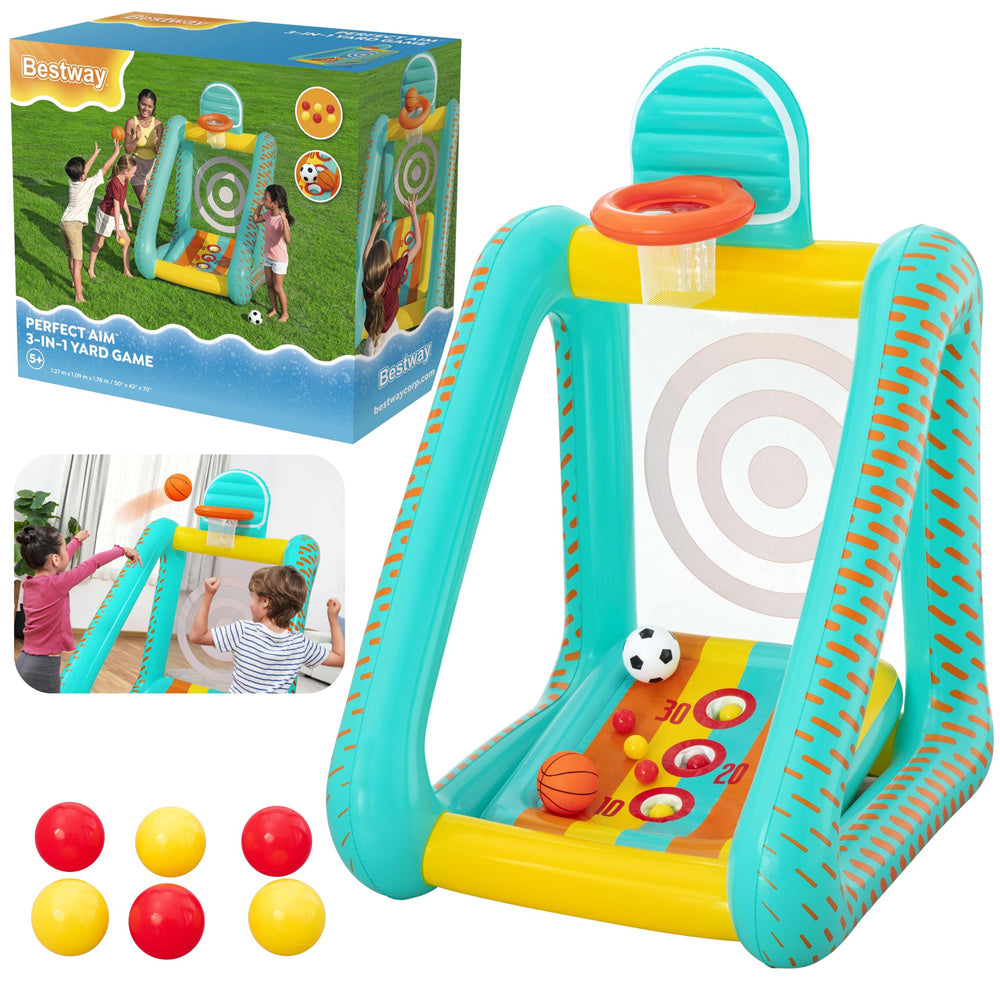 Aufblasbares Gartenspiel 3-in-1 Basketball-Wurfziel Bestway 52813
