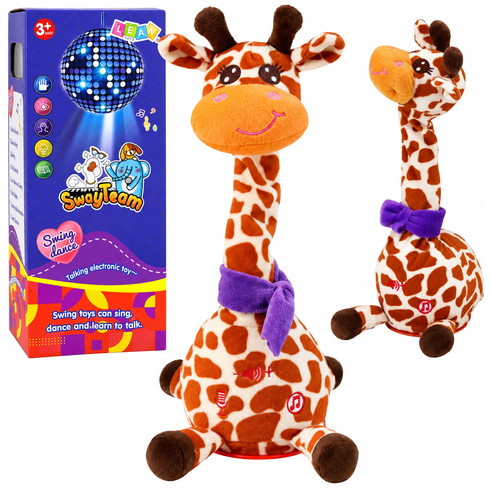 LEAN Toys Interaktive Plüschgiraffe tanzt, singt und wiederholt Geräusche, braun, 30 cm