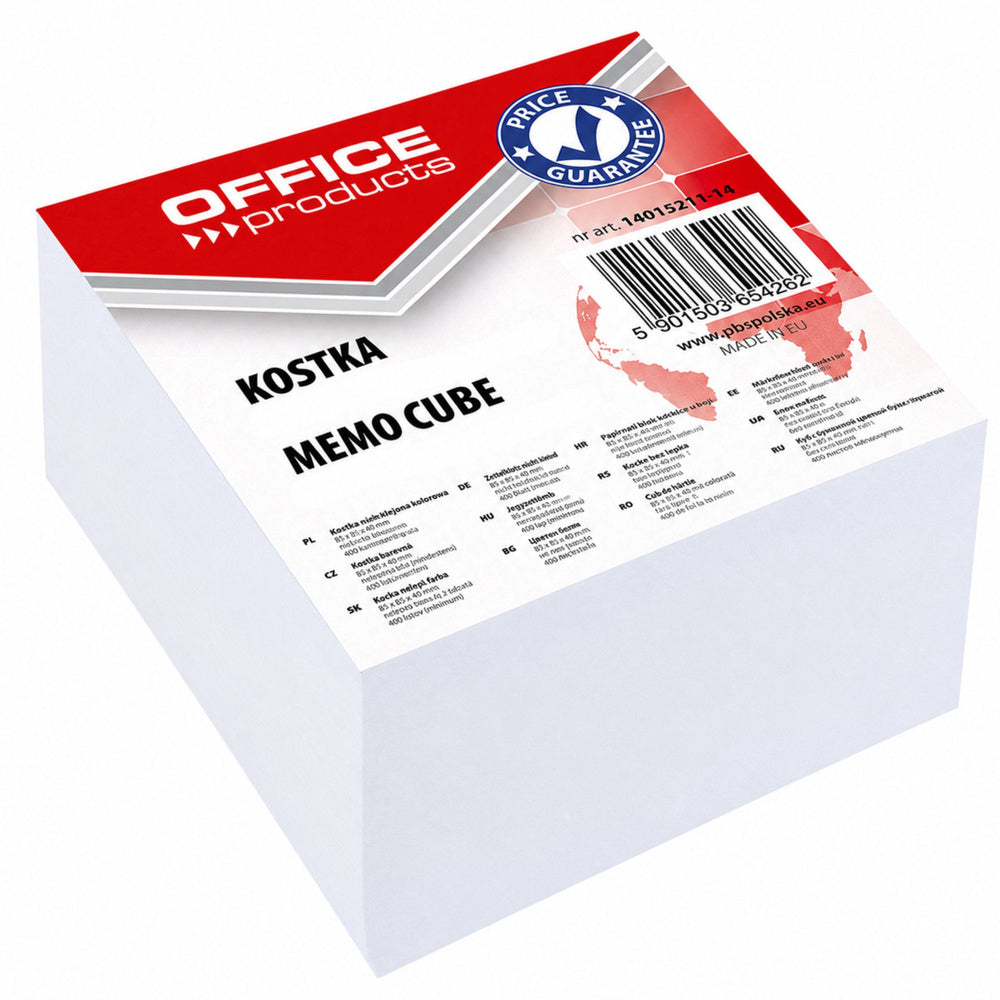 LEAN School Weißer ungeklebter Notizzettelblock OFFICE PRODUCTS 85x85x40 mm