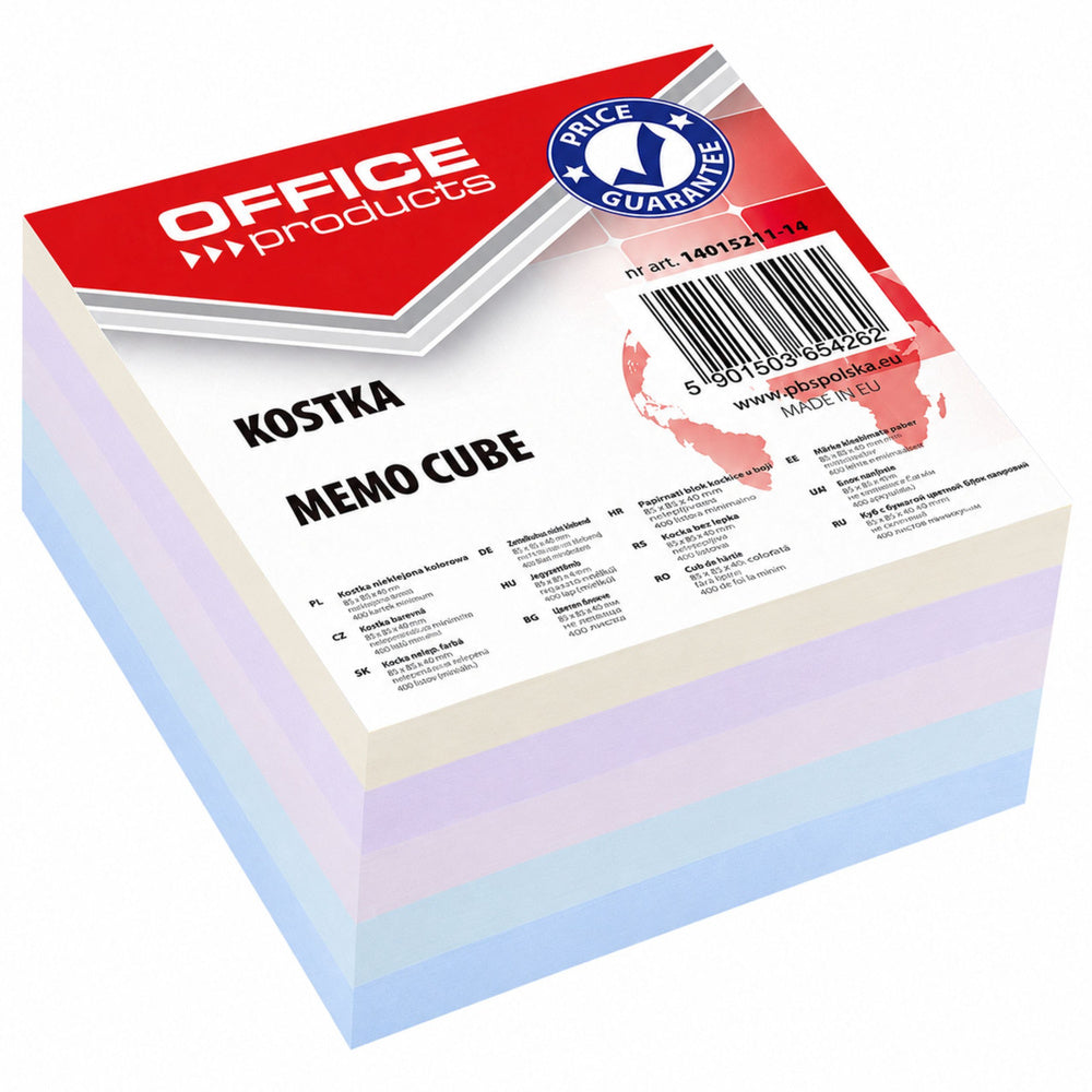 LEAN School Geklebter Notizzettelblock 85x85x40 mm Farbmix OFFICE PRODUCTS