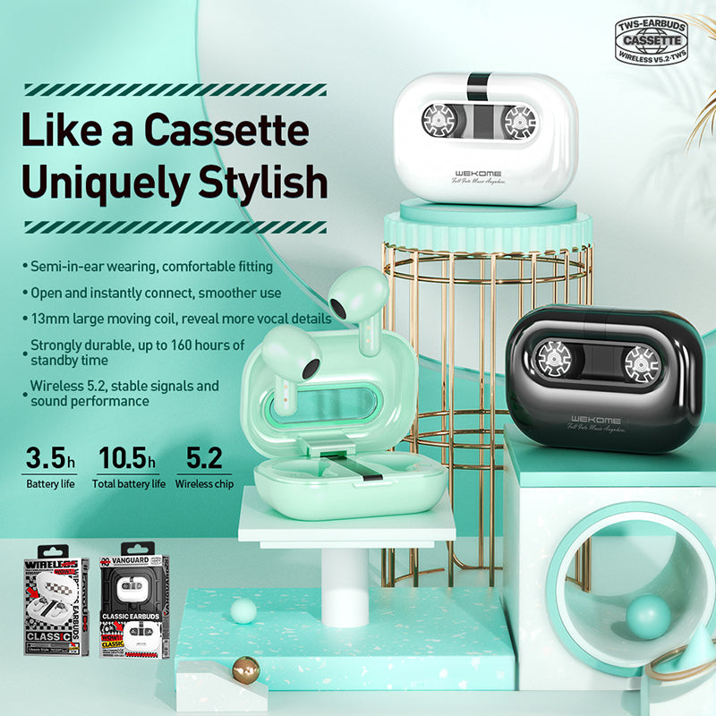 WEKOME VA06 Vanguard Series - Kabellose Kopfhörer Bluetooth V5.2 TWS s Lade- pouzdrem (weiß) – Produktabbildung 2