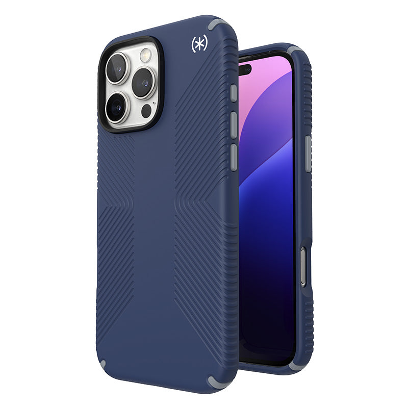 Hülle Speck Presidio2 Grip - iPhone 16 Pro Max (Küsten- blau / Prašně grau / weiß)