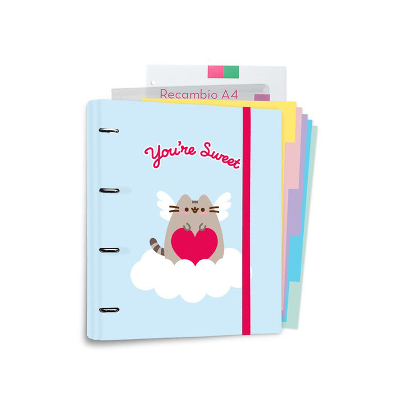 Pusheen - Organizer A4 aus der Kollektion Purrfect Love s Blätter (4 Ringe, Gummiband)