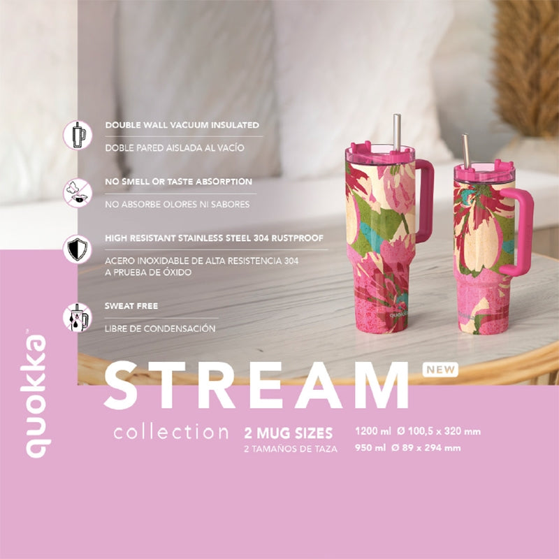 Quokka Stream - Thermobecher aus Edelstahl 1200 ml s Strohhalm (bavlna) – Produktabbildung 2