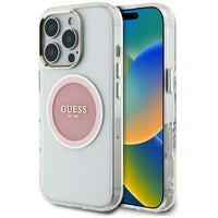 Guess IML Metal Colored Circle Classic Logo MagSafe - Hülle für iPhone 16 Pro (rosa)