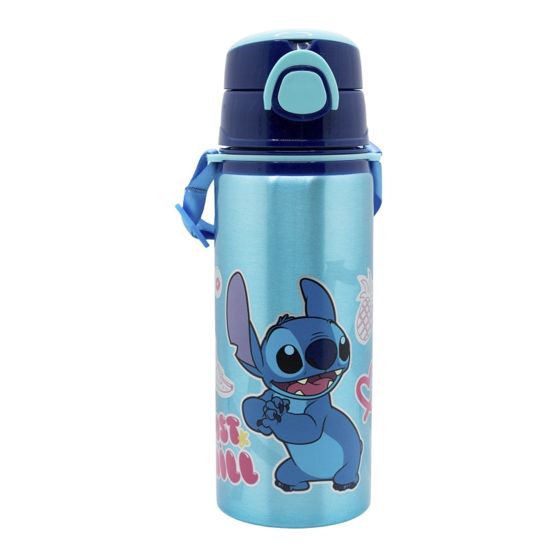 Disney Stitch - Aluminium- Trinkflasche s Strohhalm a Trageriemenem 730 ml