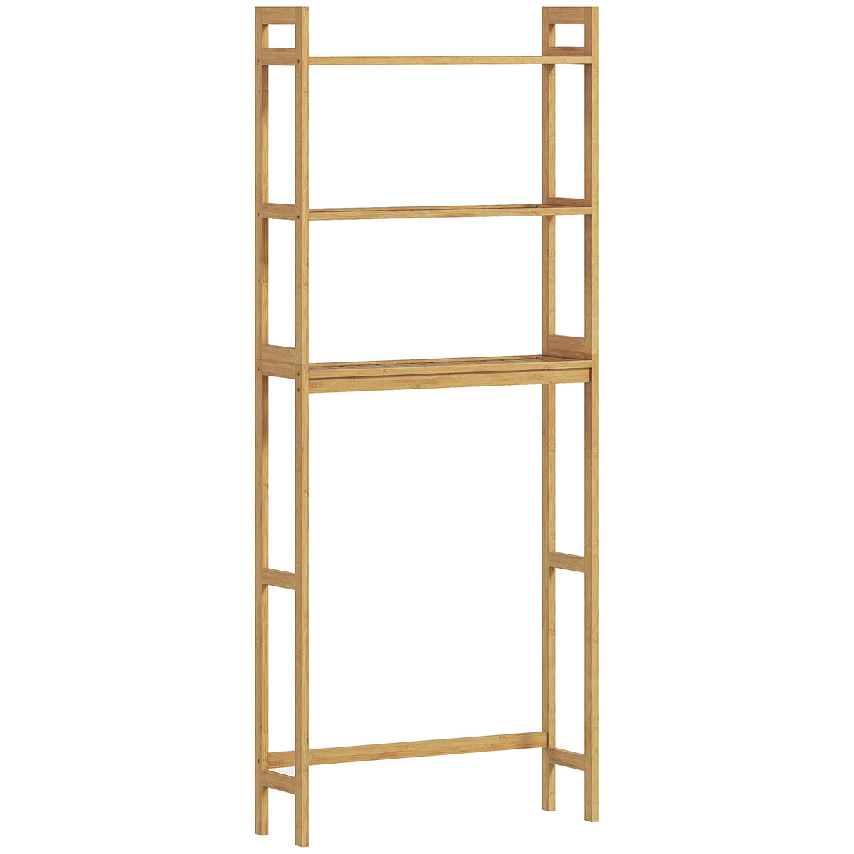 KleanKin Badezimmerregal Badregal Toilettenregal, 3 Regale, wasserbeständig, 68 cm x 20 cm x 165 cm, Natur