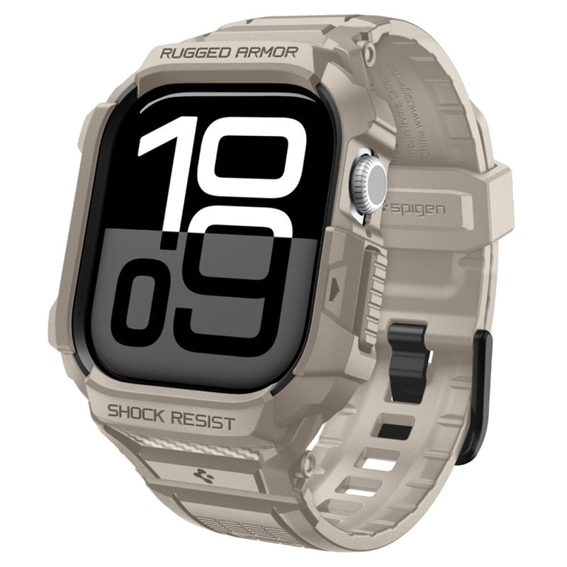 Spigen Rugged Armor Pro V2 – Armband s pouzdrem für Apple Watch 10/11 46 mm (dune beige)