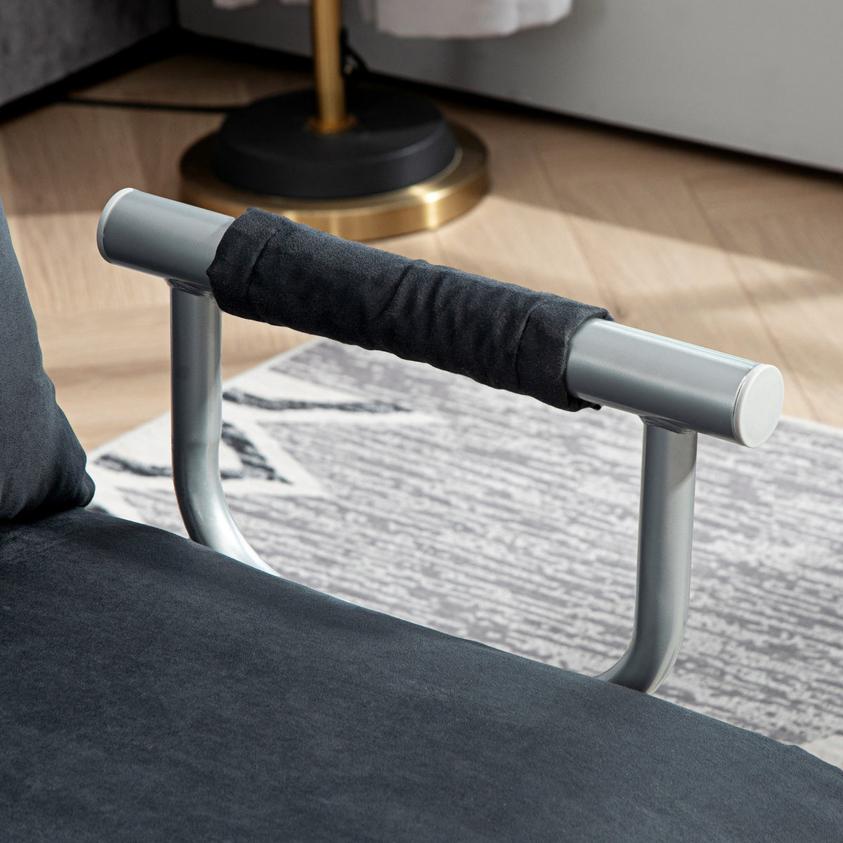 HOMCOM Schlafsofa, 5-fach verstellbar, Wildlederimitat, Stahlrahmen, inkl. Kissen, Schwarz – Produktabbildung 9