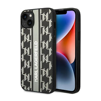 Karl Lagerfeld Monogram Stripe - Hülle für iPhone 14 Plus (grau)