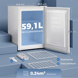 HOMCOM Mini-Gefrierschrank 59 l, Tisch-Gefrierschrank, Türanschlag wechselbar, Ablagen entnehmbar, Temp – Produktabbildung 3