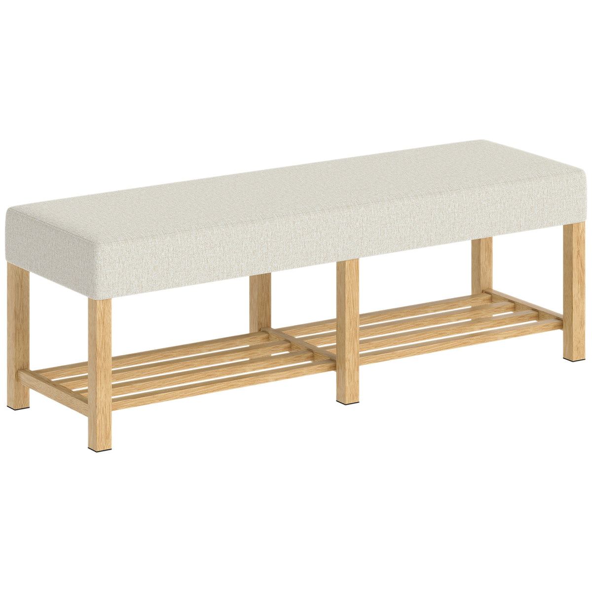 HOMCOM 140 cm Schuhbank aus Massivholz, moderne Flurbank mit gepolsterter Sitzfläche für zwei Personen