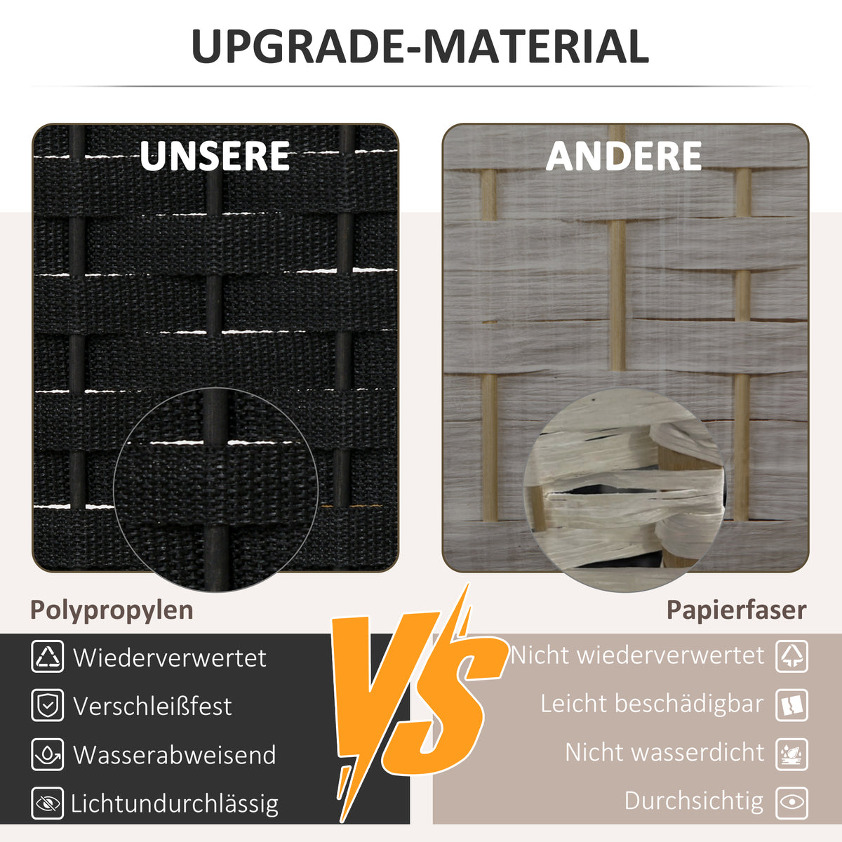 HOMCOM 6-teiliger Raumtrenner, Faltbarer Sichtschutz, Sichtschutzwand für Wohnzimmer, Schlafzimmer – Produktabbildung 4