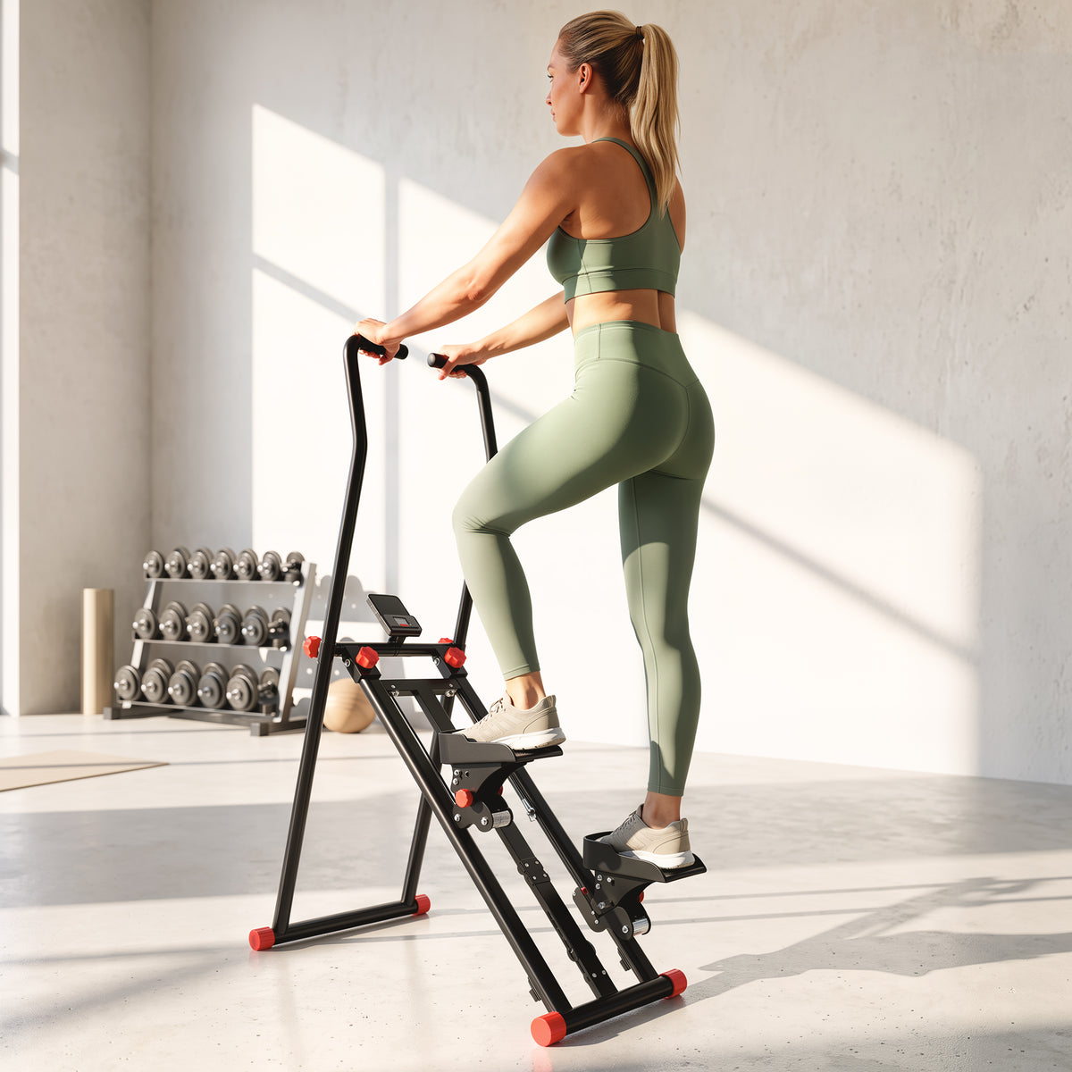 Treppenstepper für Zuhause, klappbarer Vertical Climber mit 3 Widerstandsstufen, verstellbarem Lenker – Produktabbildung 2